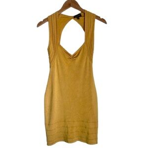 Bebe Y2K bodycon bandage sleeveless mini tank dress mustard yellow size small